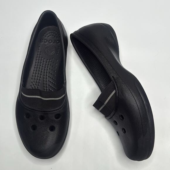 Crocs Juneau Black Loafer Lightweight Comfort Shoes Croclite S-305 Sz 10 - Picture 2 of 9